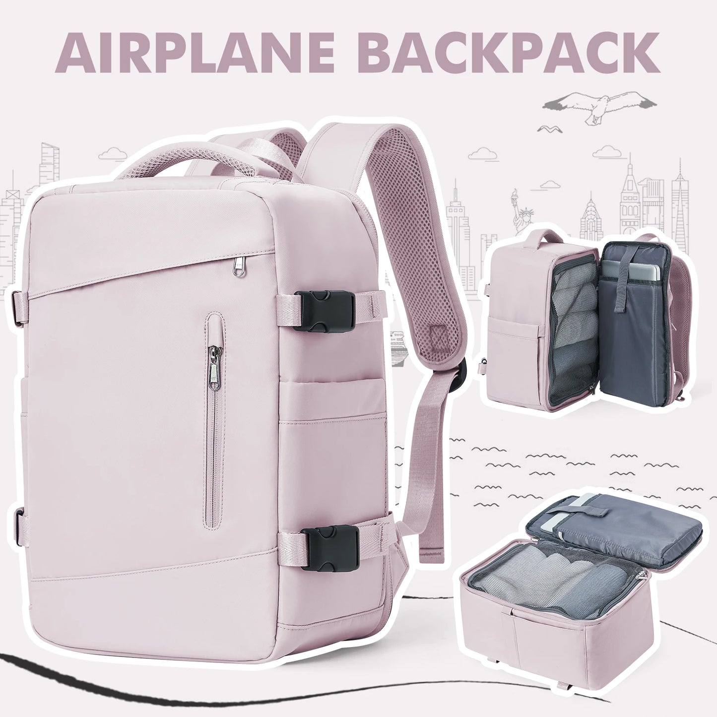 Women's Backpack Travel Suitcase Cabin Bag Aircraft